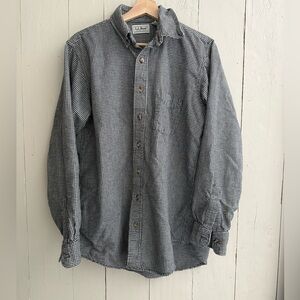 L.L. Bean Black & White Houndstooth Mens Button Down Long Sleeve Shirt